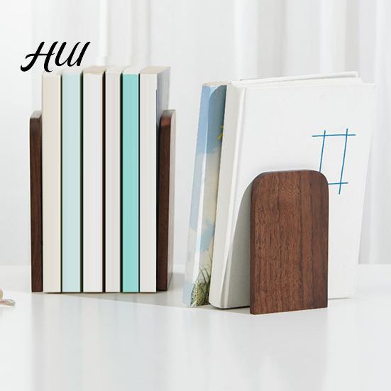 Home Storage Rack Wood Bookends Thickened Anti-Tip Heavy Duty Book Stand with Scratch Free Polished Edges Durable Holder for Office Desk