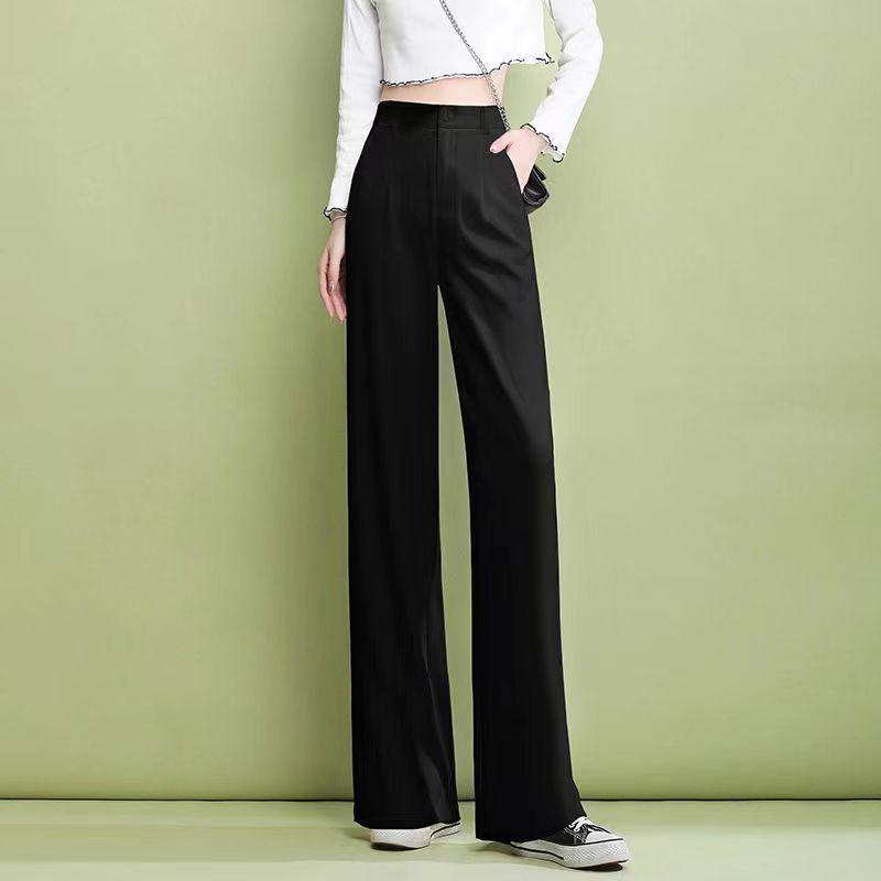 

Women s Khaki High-Waisted Wide-Leg Suit Pants, Slimming Casual Fit for Spring and Autumn, Suitable for Shorter Frames. L (53-58kg)
