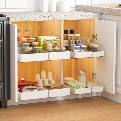 Punch-free Kitchen Pull-out Rack Under Sink Pull-out Basket Cabinet Slide Drawer Storage Box Spice Rack  Kitchen Organizer