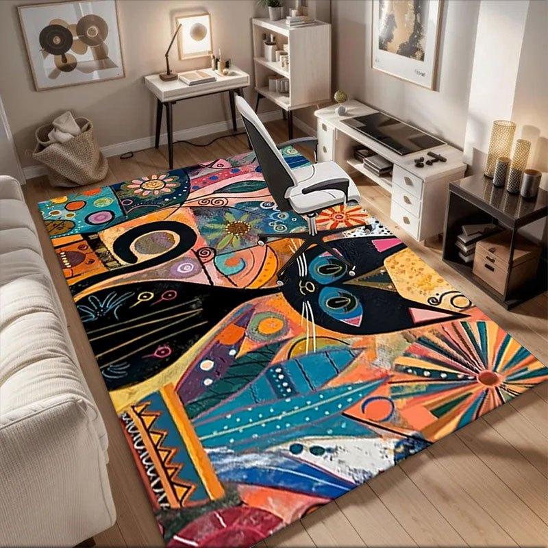 

Abstract Cat Art Print - Colorful Wall Decor for Home or OfficeOffice Mat Perfect for Home Decor Office Desk Chair Rugs Chair Carpet for off 60cm by 90cm