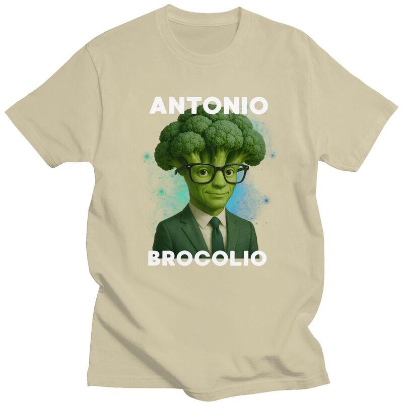 Antonio Brocolio Italian Brainrot Meme Broccoli T Shirt for Men 100 Cotton Tshirt Streetwaer Short Sleeve Tee Shirt Slim Fit