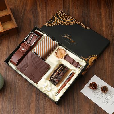 Herren-Geschenkset, Geldbörse + Uhr + Gürtelbox, Valentinstags-Vatertagsgeschenk für Freund