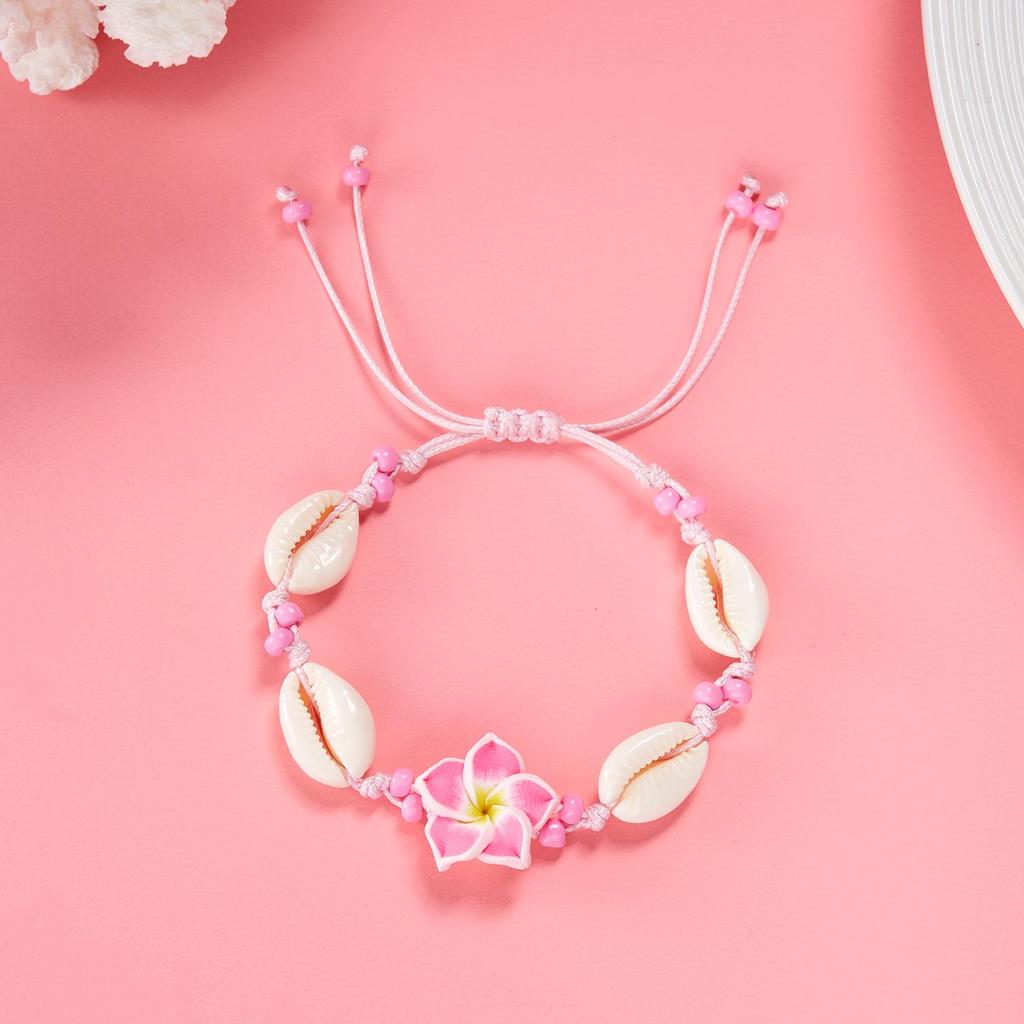 Chic Soft Clay Flower and Shell Woven Bracelet for Women - Versatile Handmade Design