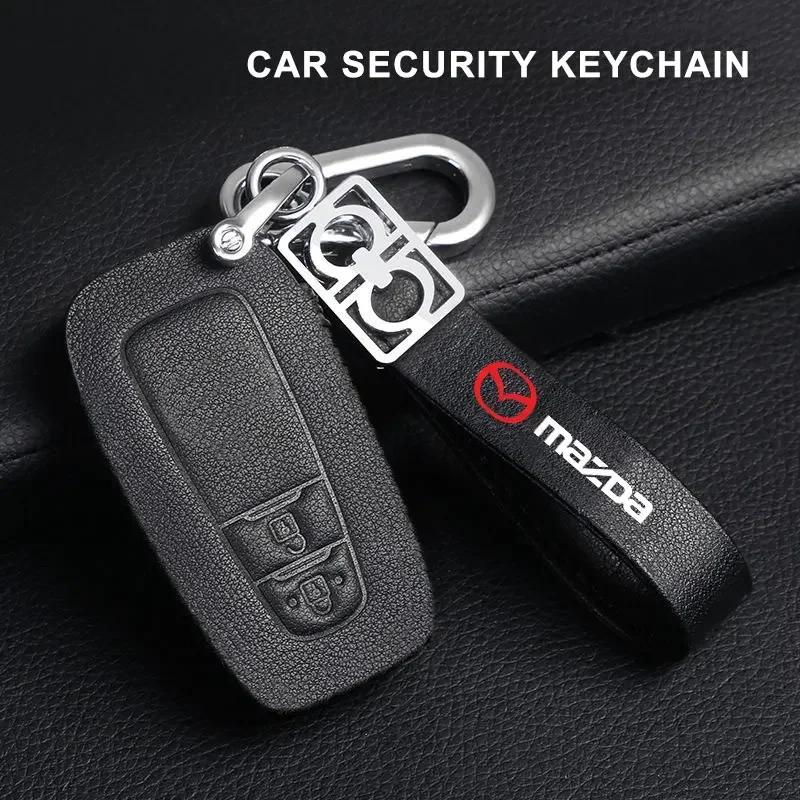 Metal/Leather Car Keychain Key Chain Ring Car Key Holder Auto Styling For Mazda 3 6 CX5 2 CX3 CX9 MX5 RX8 Axela Demio Atenza MS