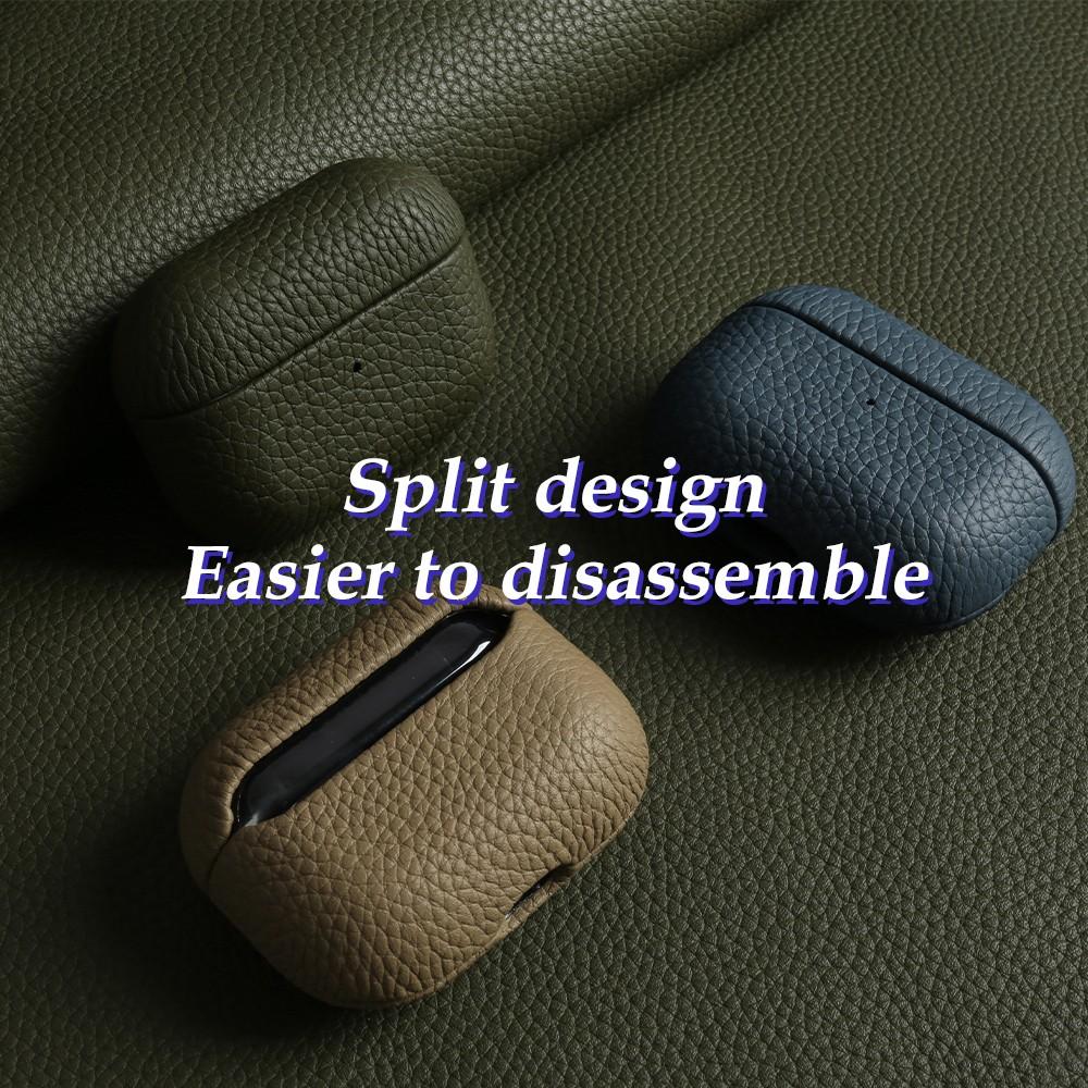 For Airpods Pro Case Genuine Leather Case For Airpods 4/3 /2/ Pro 3 2 1 Protection Box Cases AirPods Case Cowhide Charging Box