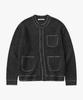 SUARE WOMEN Wool Hand-Stitched Round Cardigan Charcoal