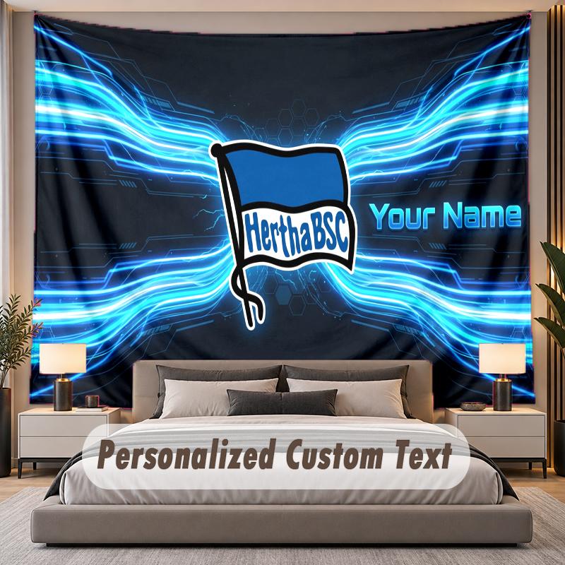 Custom Name Text Tapestry hertha bsc Personalized Polyester Wall Tapestry For Bedroom And Room