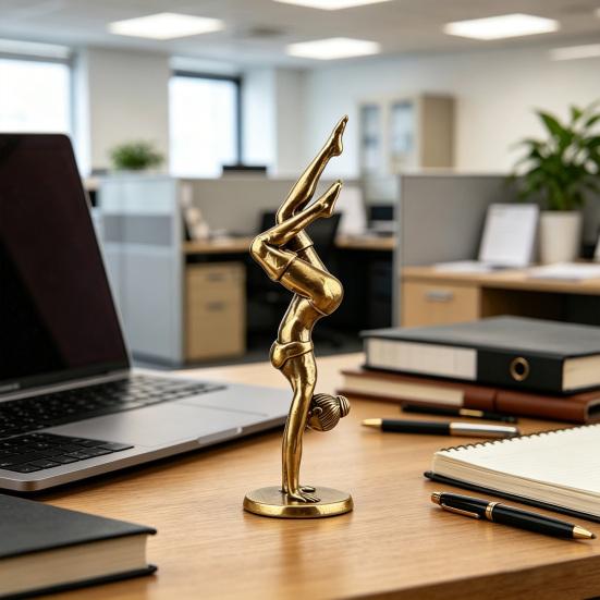 Abstract Art Yoga Headstand Figurine Minimalist Female Silhouette Sculpture for Zen Home Office Desk Shelf Decor Gifts for Yoga Lovers