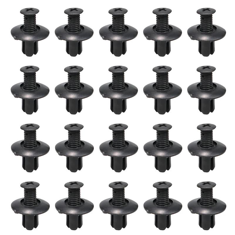8mm Plastic Rivets Fasteners Suit for Car Bumper Fender, Black Clips Suit for Toyota, Nissan, Kia, Yamaha