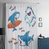 Blaue Hai-Cartoon-Tüllvorhänge für Wohnzimmerdekoration, moderne Schleier-Chiffon-Vorhänge, Schlafzimmer, transparente Vorhänge