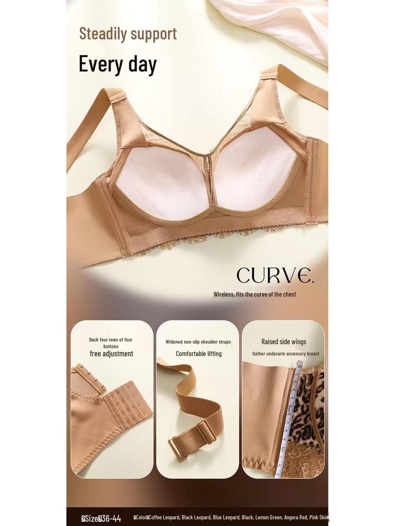 2026 Light Sexy Leopard Print Push-Up Bra with Lace and Side Support for a Flattering Silhouette