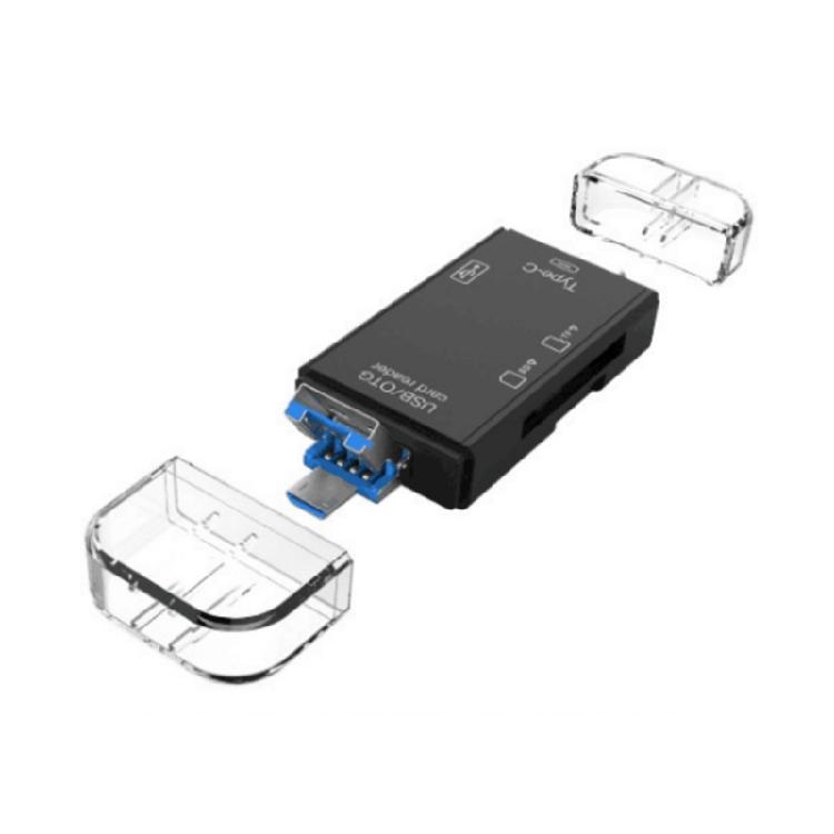 

SDTF Card Reader with USB MicroUSB and USB C Connectors for Various Devices