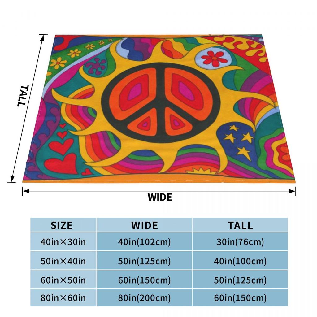 Psychedelic Flaming Peace Custom Travel An Ultra-Soft Micro Fleece Blanket