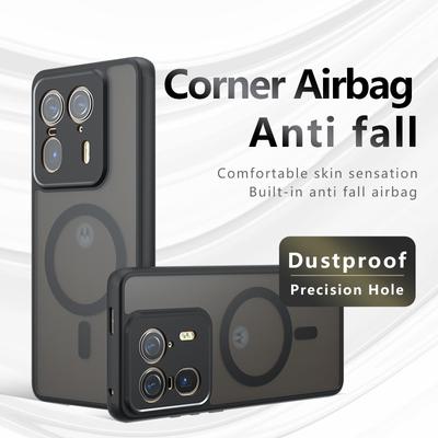 Für Motorola Moto Edge 50 Ultra Hülle Stoßfest Magnetisch Matt PC+TPU Anti-Fingerabdruck Transparentes Cover für MOTO Edge50 Ultra