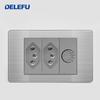 DELEFU Brazilian Model 118 Type 10A/20A Stainless Steel Grey Durable PC USB Socket with Type-C 20W Fast Charging