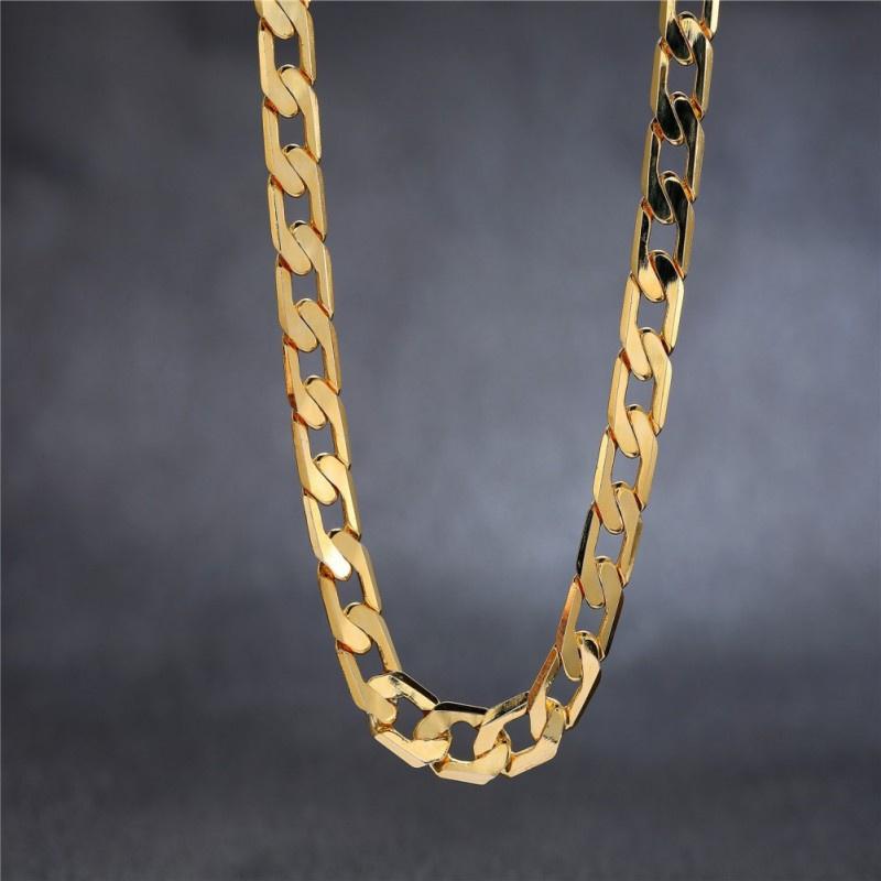 New 18K Gold Necklaces 20 Inches Classic 8MM Sideways Chain Necklace For Men High Quality Jewelrys Gifts Wedding Party