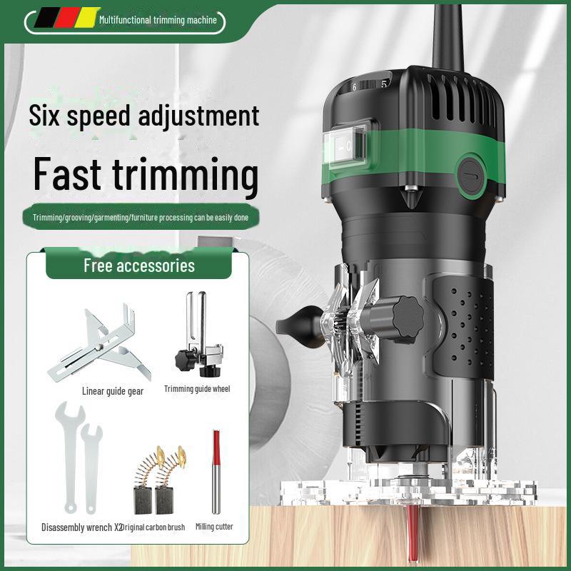 Adjustable Speed Woodworking Trimming & Slotting Machine - 6.35mm Electric Router