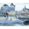 Full Round Diamond Painting Handmade Winter Scenery Cross Stitch 5d Diamond Embroidery House Landscape Decor