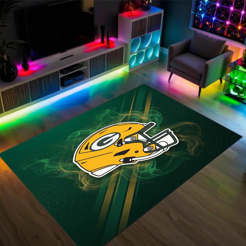 Green Bay Packers Design Crystal Velvet Carpet Cozy Non?Slip Printed Rug For Bedroom Living Room Entrance