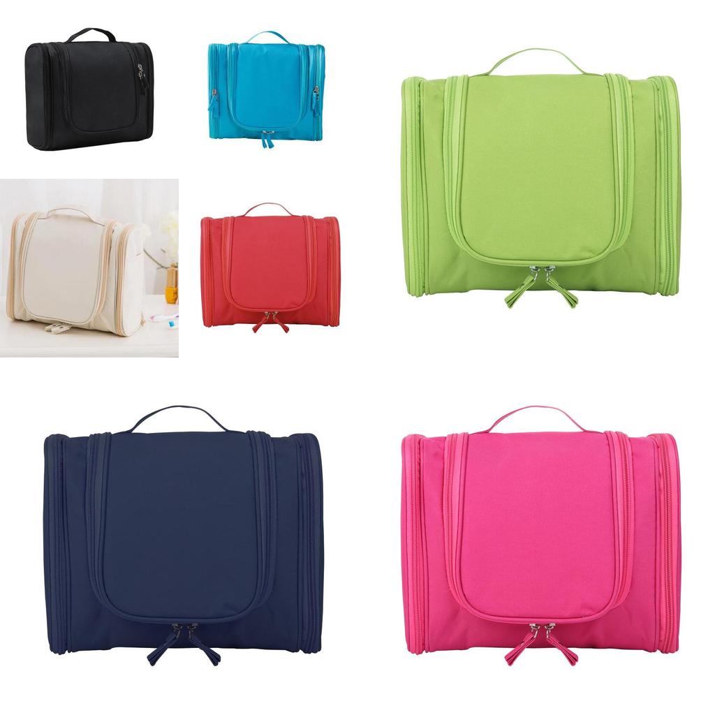 Travel Toiletry Bag With Hanging Hook And Dual Zippers For Bathroom Organization