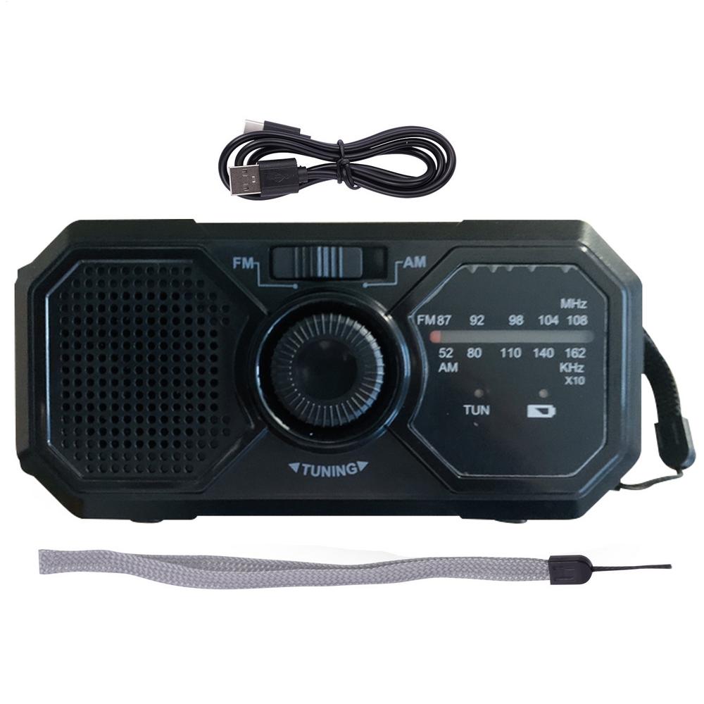 

Сонячне Портативне Радіо для Кемпінгу на Відкритому Повітрі Багатофункціональне Радіо з Сонячною Зарядкою Портативне Радіо з Механічним Заводом та Освітленням для Домашнього Використання та Відпочинку на Відкритому Повітрі чорний