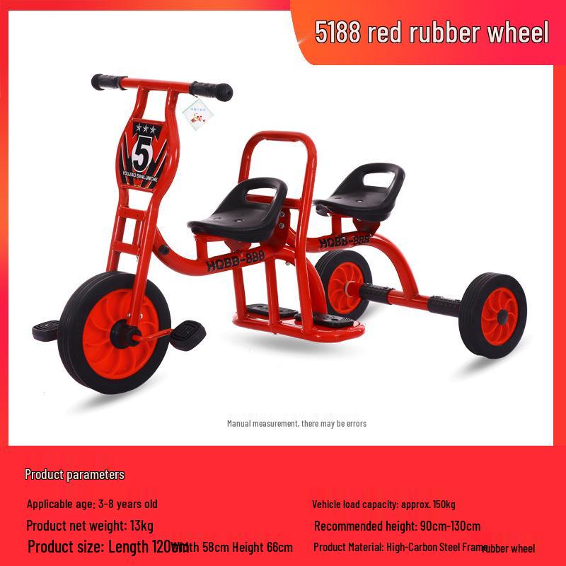 Children's Double Pedal Tricycle with Basket for Outdoor Play