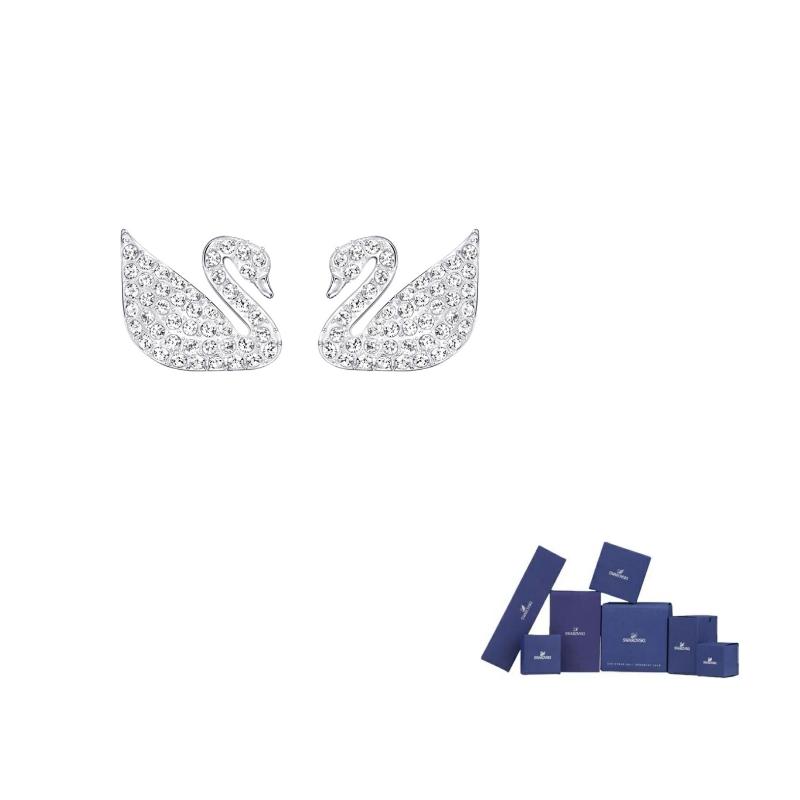 Swarovski Rhodium plated Earrings Womens White Original brand box