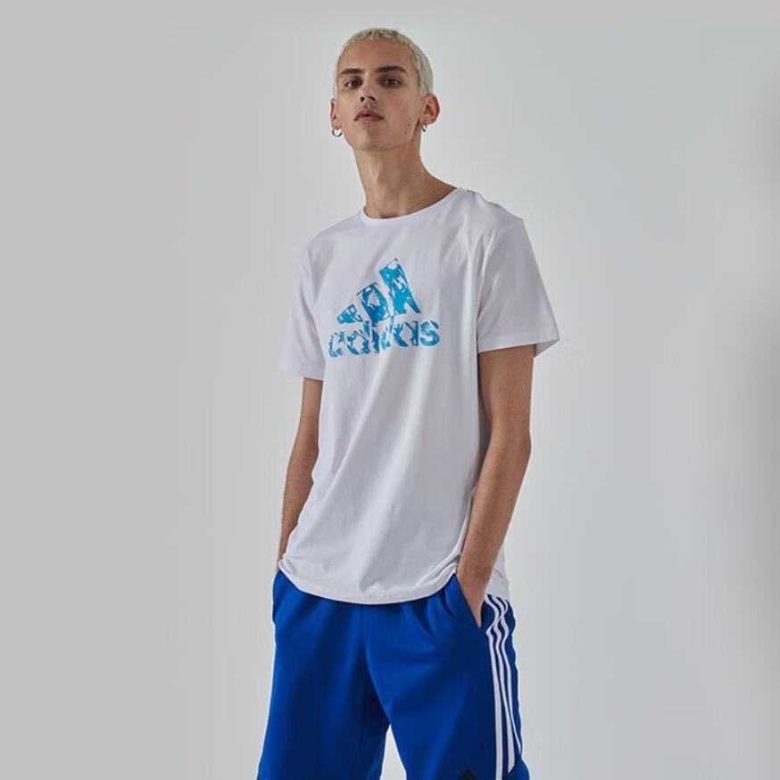 Adidas Letter Logo Print Breathable Sports Casual Short Sleeve T-Shirt Men Tops White ADITSG2SMU-WBU-1