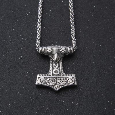 Colar de martelo Thor, novo colar de aço inoxidável Viking Raven Mjolnir, presente masculino