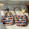 Color Plush Dots Women's Bento Handbags Retro Design Female Fluffy Bucket Bags Large Capacity Shoulder Bag Purse Casual Tote
