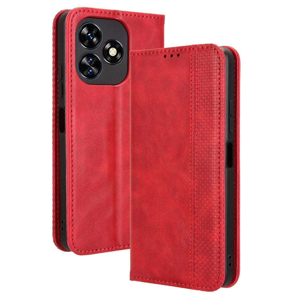 For Oukitel C51 Case Retro PU Leather Wallet Phone Cover Stand