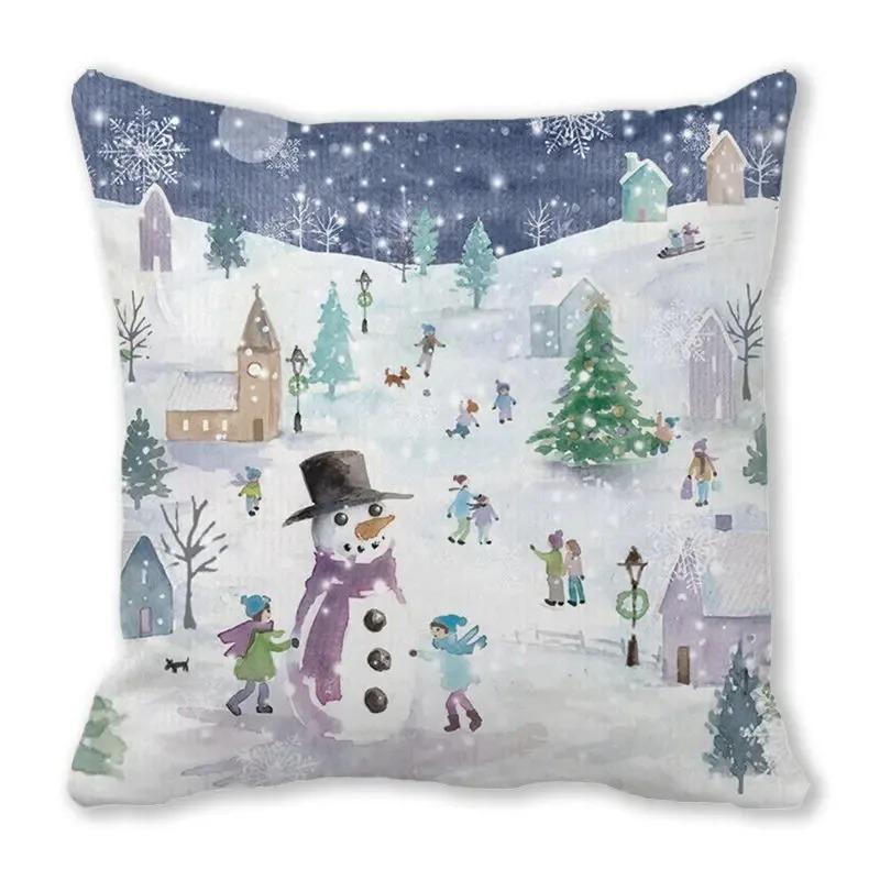 Christmas Themed Pillowcases Car Accessories Office Santa Claus Living Room Sofa Home Pillowcases