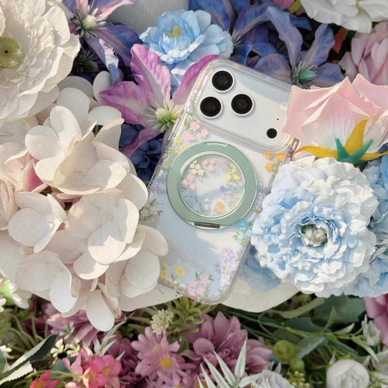 Spring Flowers 360° Stand Case for Apple 17 Pro Max, Compatible with 16 Pro & Dual-Layer 15 Pro