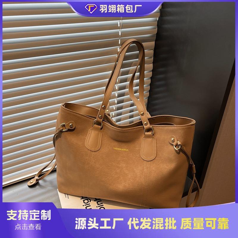 High value tote bag women's new commuter texture retro matte versatile double shoulder underarm shoulder bag