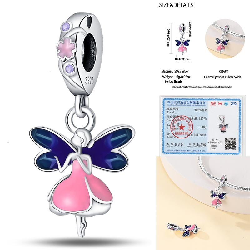 100% Kupfer Perle Elf Blume Fee Zirkon Anhänger Passen Original Armband Anhänger Charms Für Schmuckherstellung