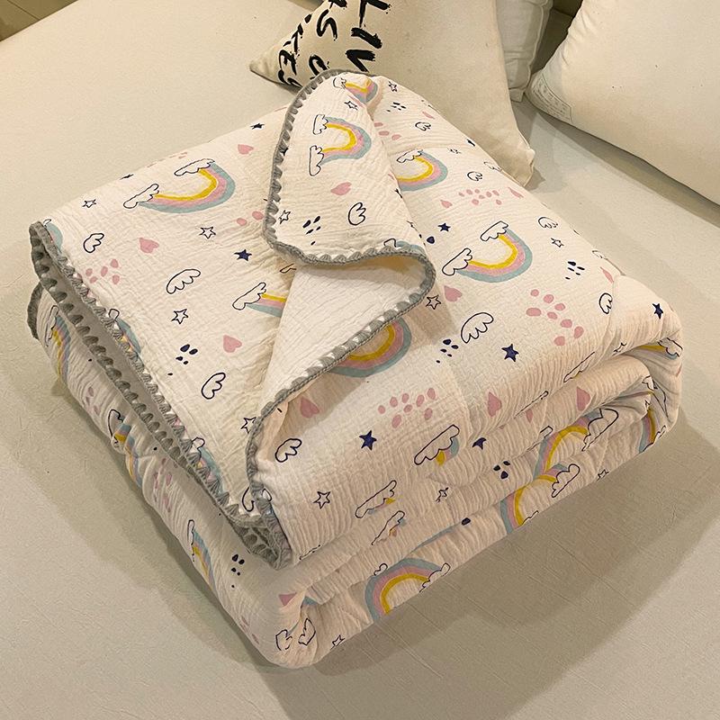 Children's Summer Cooling Quilt - Thin, Double-Layer Gauze, Machine Washable Blanket