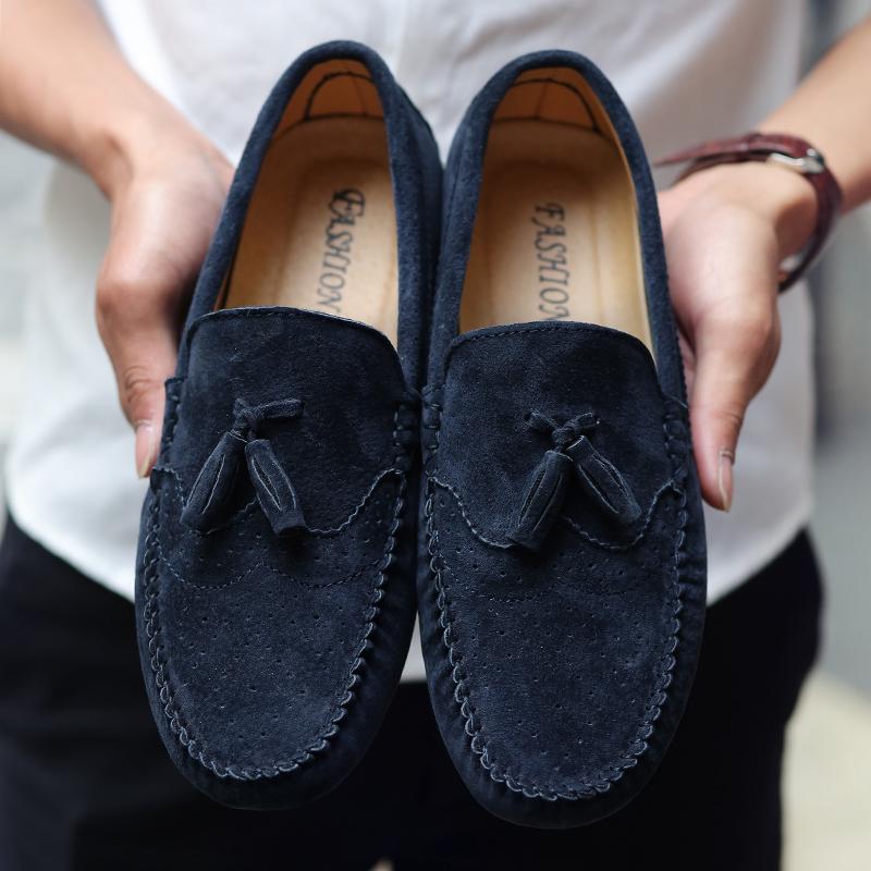 

Повседневная обувь на плоской подошве с кисточками, мужские замшевые туфли-лоферы, классические удобные туфли для вождения, свадебные мужские туфли 38
