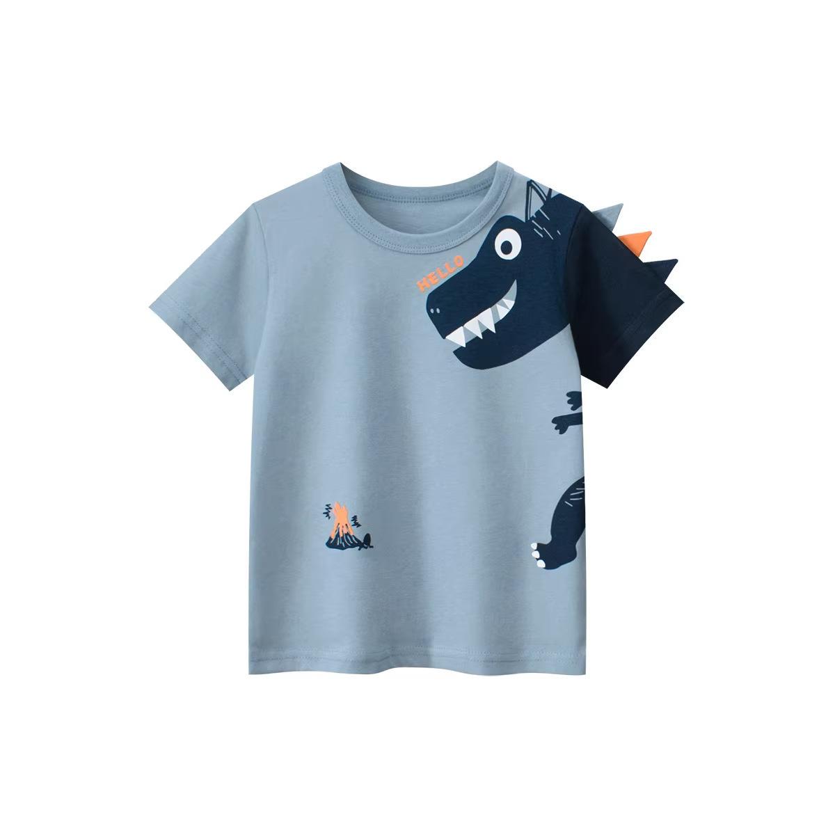 Korean Summer Boys Dinosaur Print Short Sleeve T Shirt for Toddlers 90