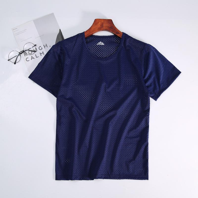 Ice Silk Mesh Loose Fit Round Neck Short Sleeve Plus Size Quick Dry T-shirt