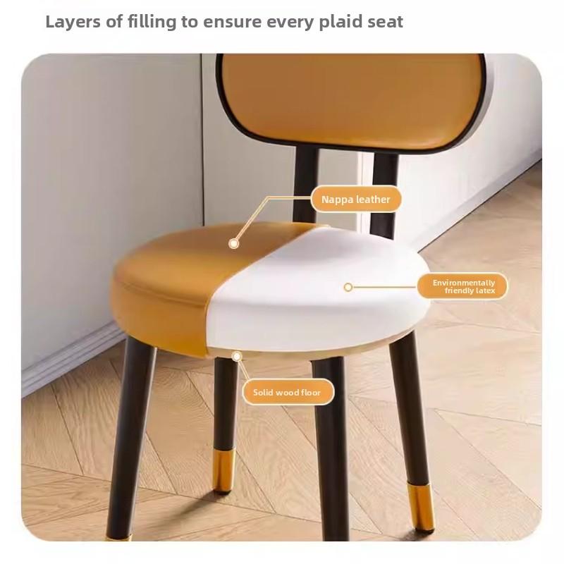 Italian Luxury Soft Upholstered Dining Chair Home High-Quality Backrest Multi-Functional Stool for Small Apartment