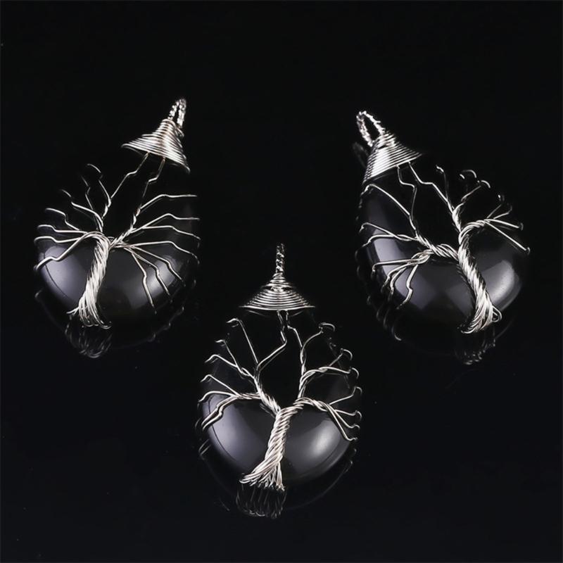 Water Drop Shaped Necklace Pendant Necklace Crystal Stone Jewelry Crystal Stone Material Necklace Jewelry Gift for Women