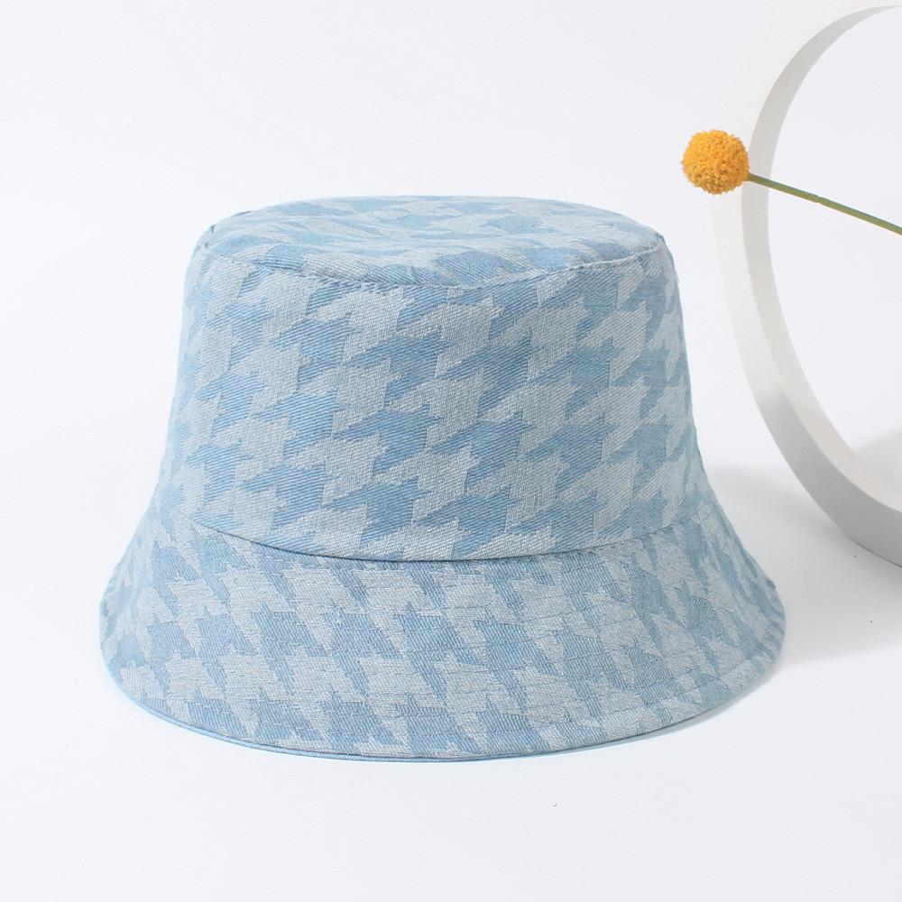 

Trendy Fisherman Hat For Women In Black Light Blue Navy Blue Grid Bucket Hat Casual Fashion Light Blue