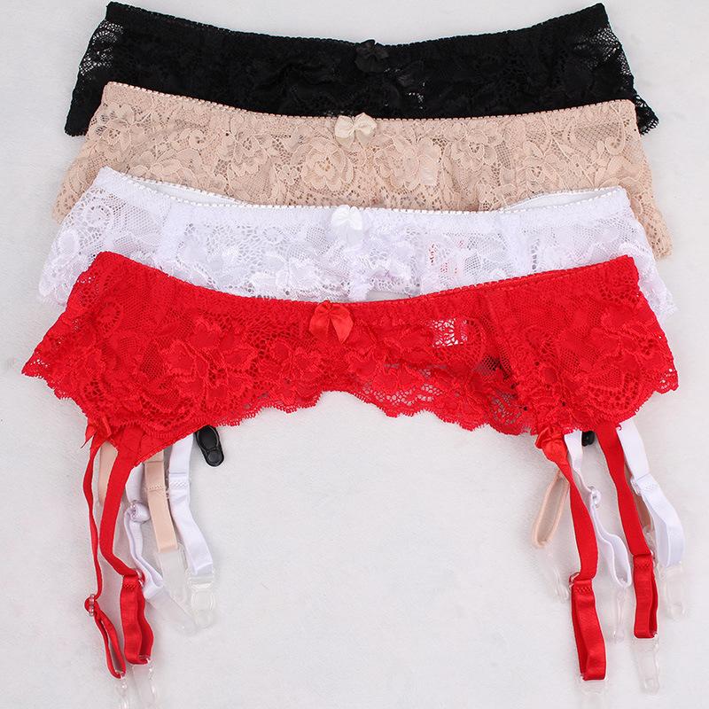 Women's Sexy Lingerie Lace Garter Suspenders Transparent Underwear Adjustable Double Breasted Waist Belt For Stockings