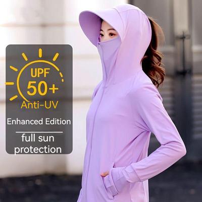 Sunscreen Coat Women'S Ice Silk Uv Protection Thin Breathable Cycling Jacket With