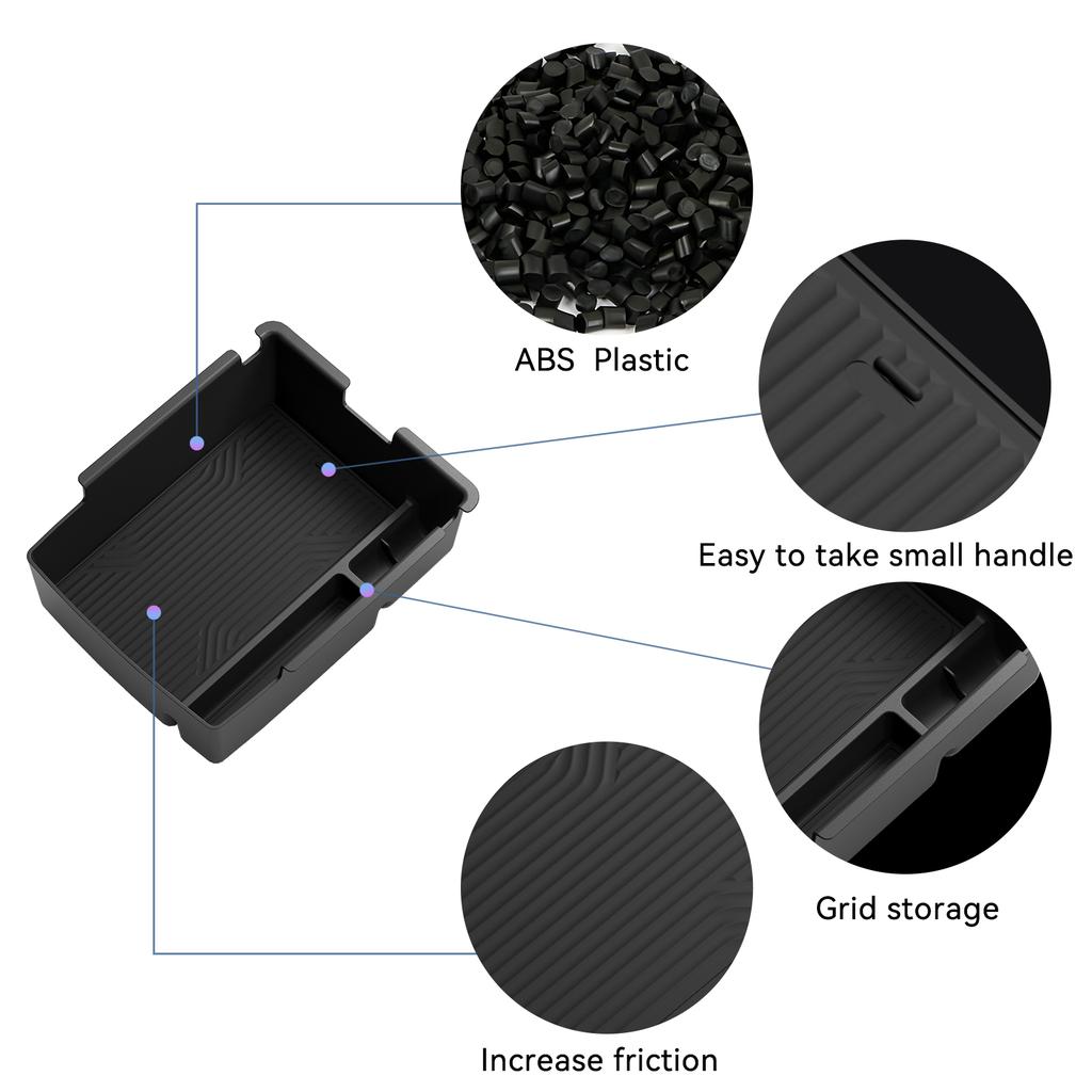 Armrest Storage Box for Kia K4 2025 (US Version only) Car Center Console Tray Organizers Accessories Stowing Tidying ABS Black
