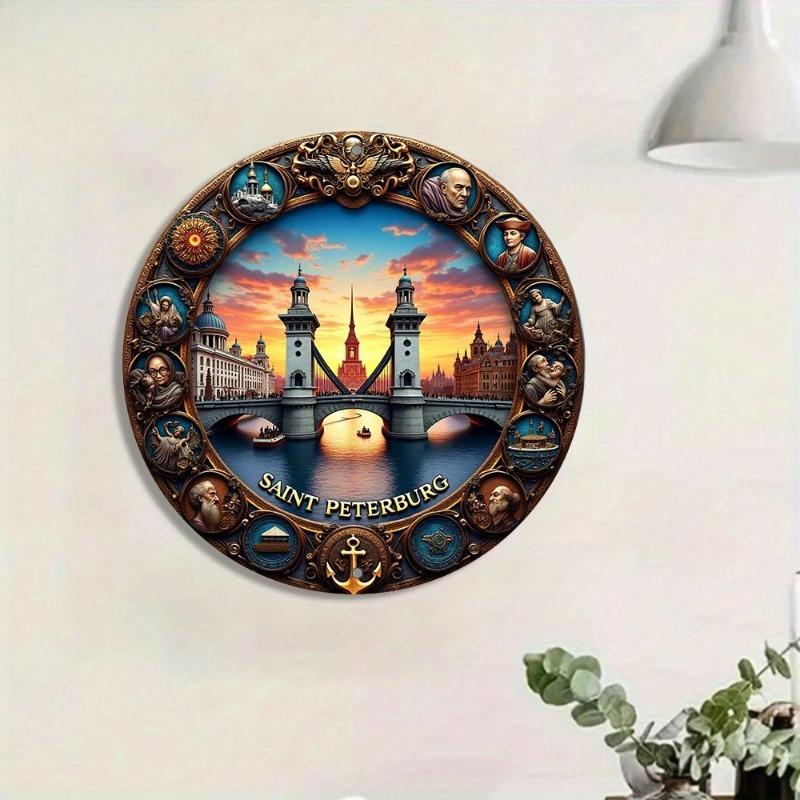 Russian Landscape Metal Sign, 2D Flat Wall Decor Accent