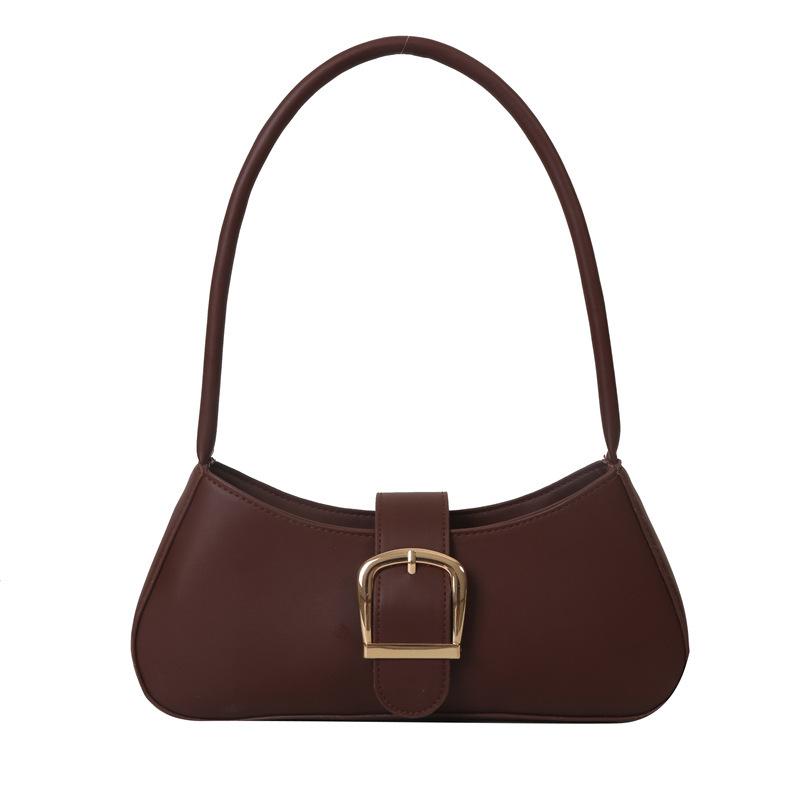 

French niche texture underarm bag autumn and winter new fashion simple shoulder bag commuting versatile hand bag коричневий