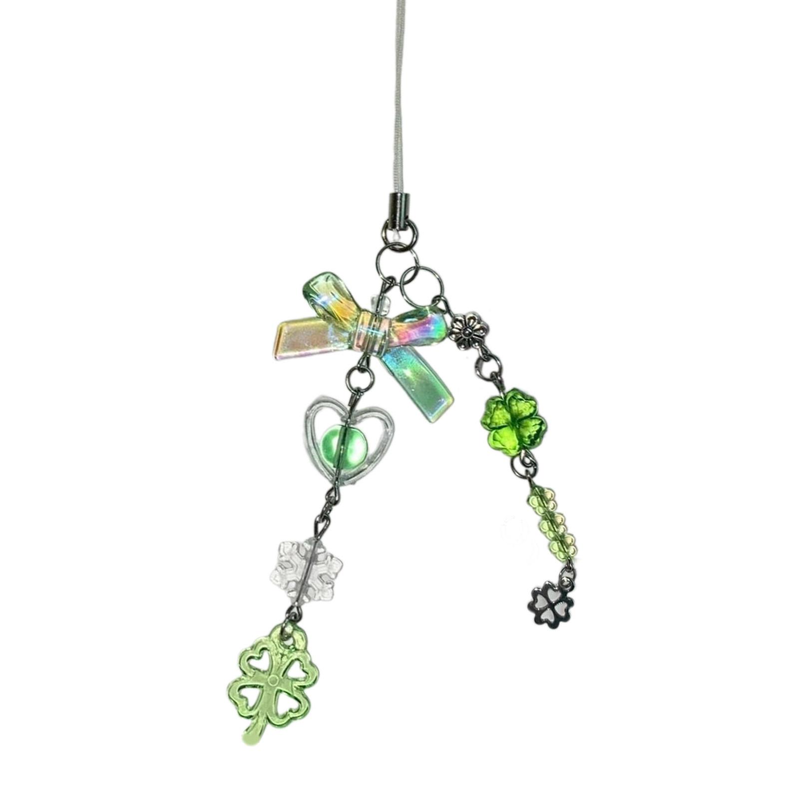 

Подвеска для телефона из бисера ручной работы в виде четырехлистника, стильный брелок для ключей, аксессуар для сумки, подходящий для любого случая 4