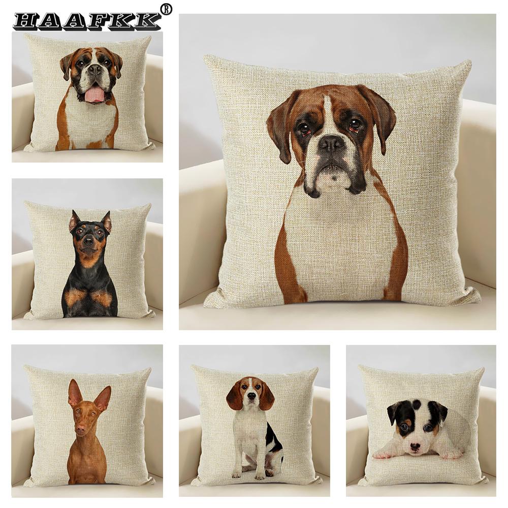 Nordic Animal Portrait Decorative Cushion Cover Dog Fashion Sofa Pillow Cover 45x45cm Linen Children's Gift Dog Companion