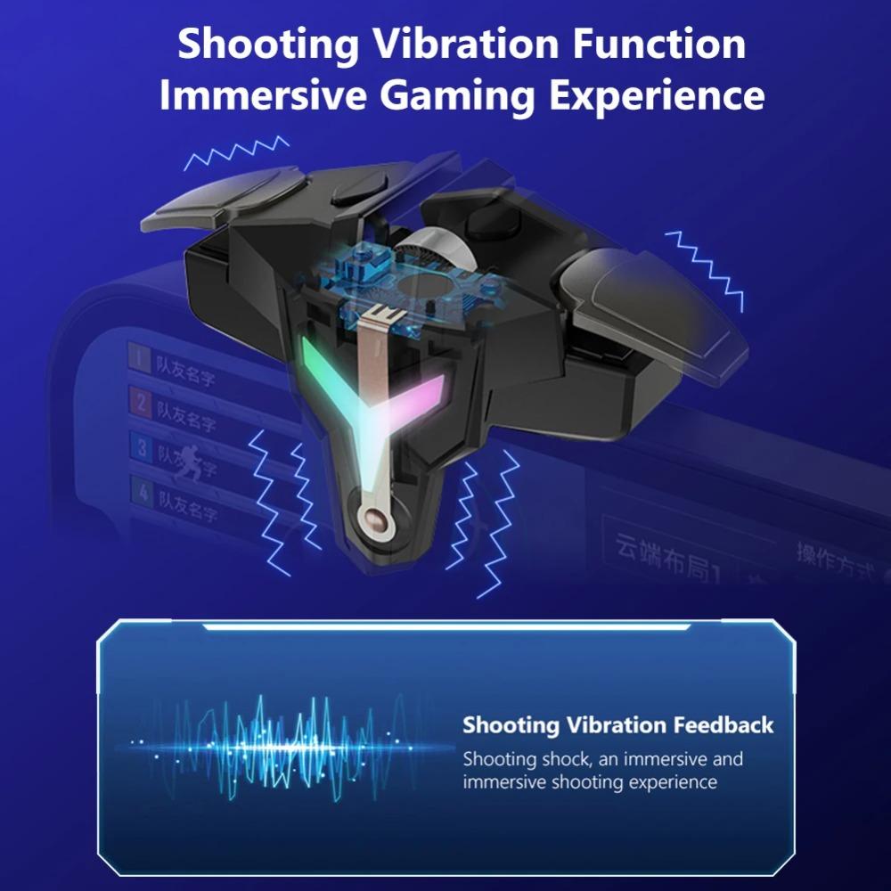 1/2 unidades de gatillos mecánicos RGB de 4 dedos para juegos móviles, compatibles con controladores de juegos PUBG, mandos y botones de puntería para teléfonos móviles.